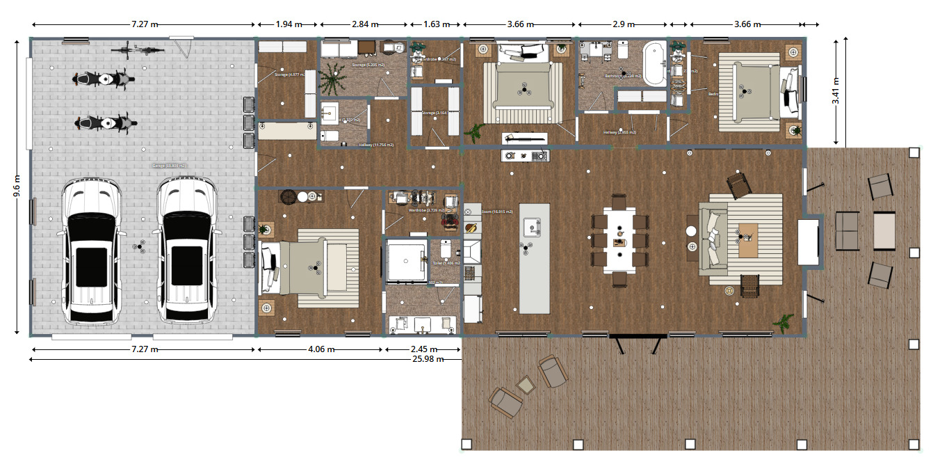 Blueprints - Relaxed Boho Modern House Plan — 3 Bedrooms, 233 m² (2,508 sq ft), Double Garage