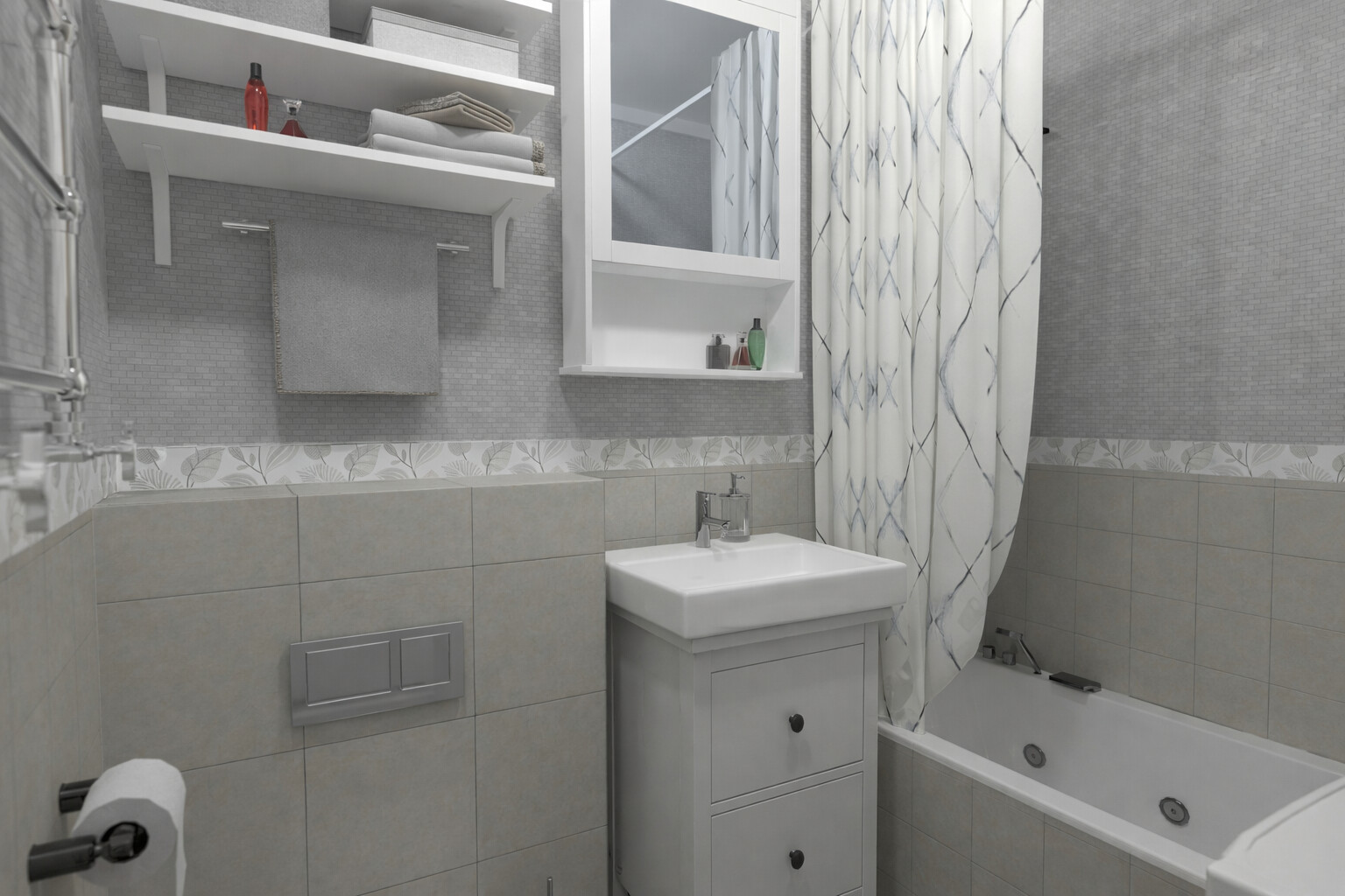 Visualization gallery - Bright Studio Apartment Plan — 53 m² (570 sq ft), Balcony, Nursery Nook & Ample Storage