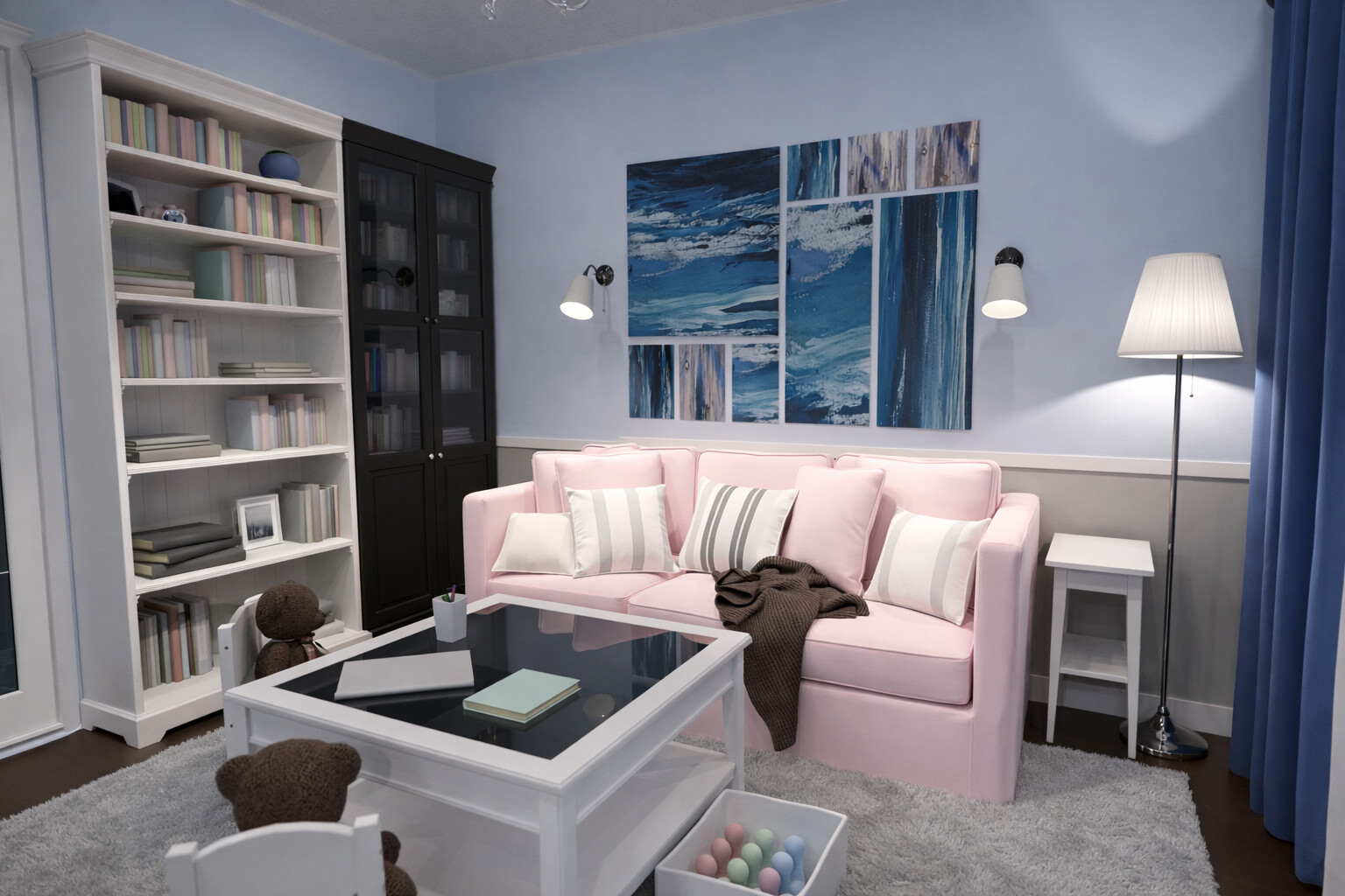 Visualization gallery - Cozy Two Bedroom Apartment Plan — 84 m² (904 sq ft), Dual Balconies, Pantry & Laundry Closet