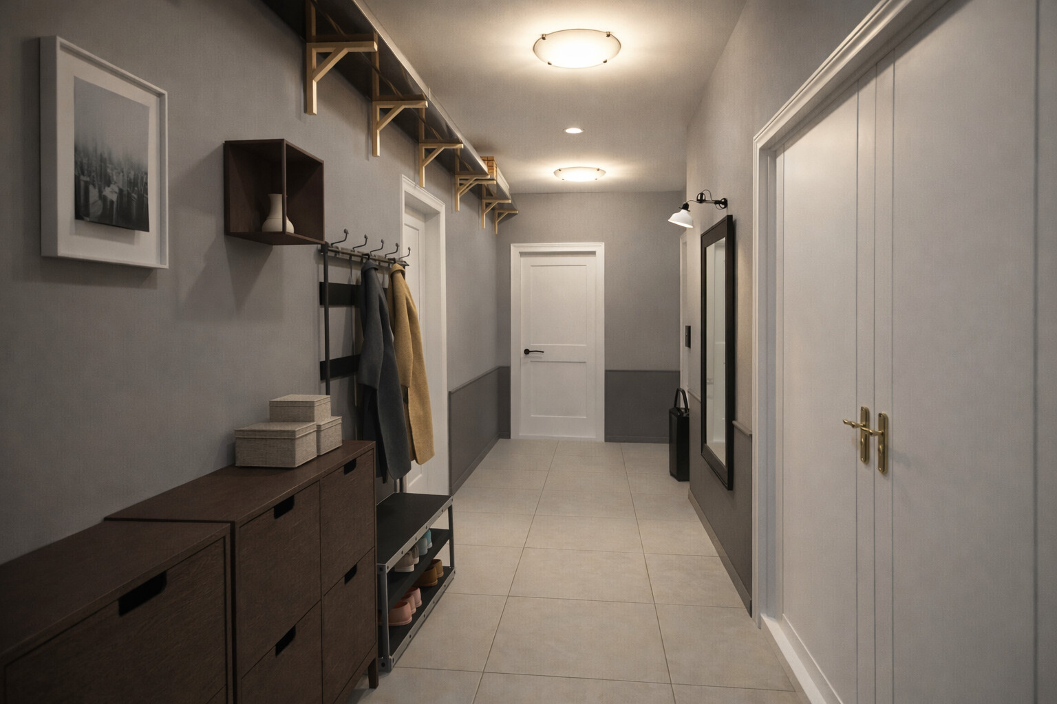 Visualization gallery - Cozy Two Bedroom Apartment Plan — 84 m² (904 sq ft), Dual Balconies, Pantry & Laundry Closet