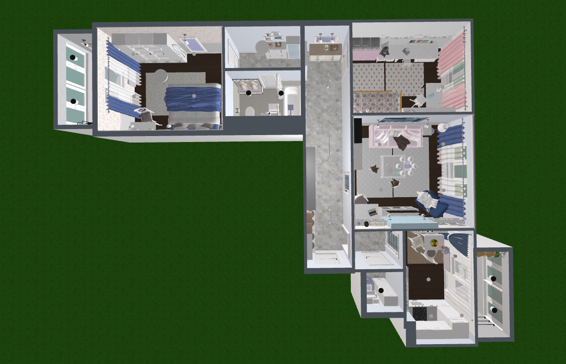 Blueprints - Cozy Two Bedroom Apartment Plan — 84 m² (904 sq ft), Dual Balconies, Pantry & Laundry Closet