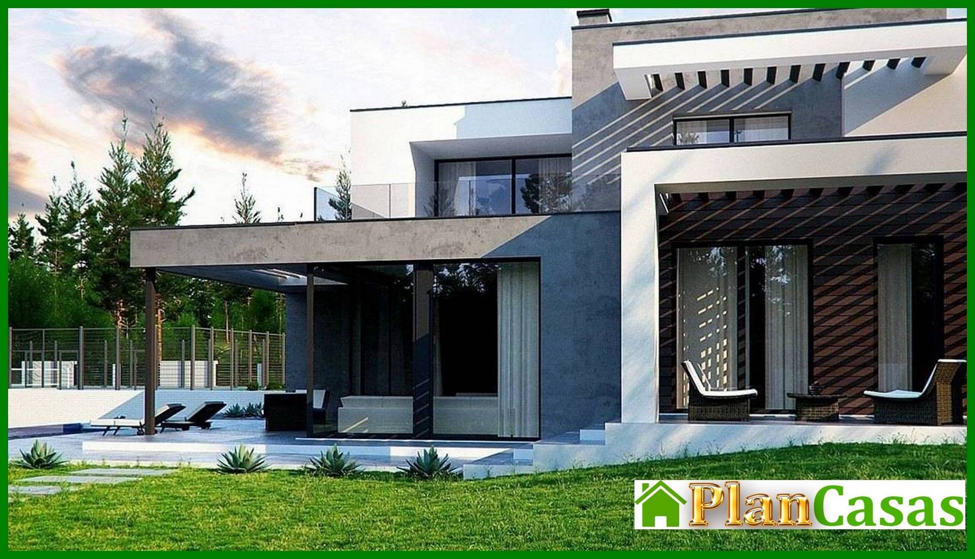 Visualization gallery - Two-story flat-roof mansion