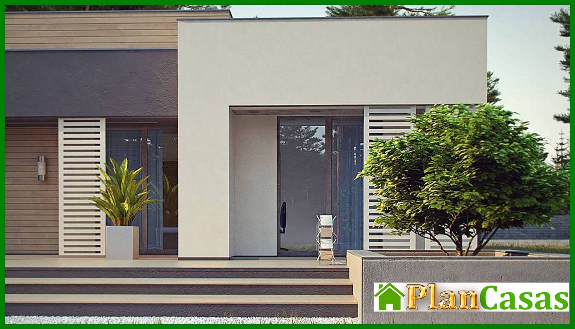 Visualization gallery - One-story modern mansion for a narrow plot