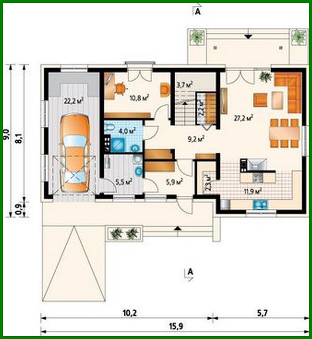 Visualization gallery - Attractive two-story house with spacious balconies