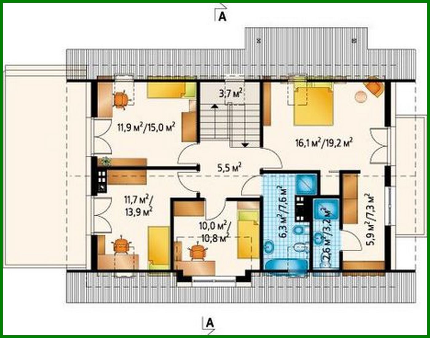 Visualization gallery - Attractive two-story house with spacious balconies