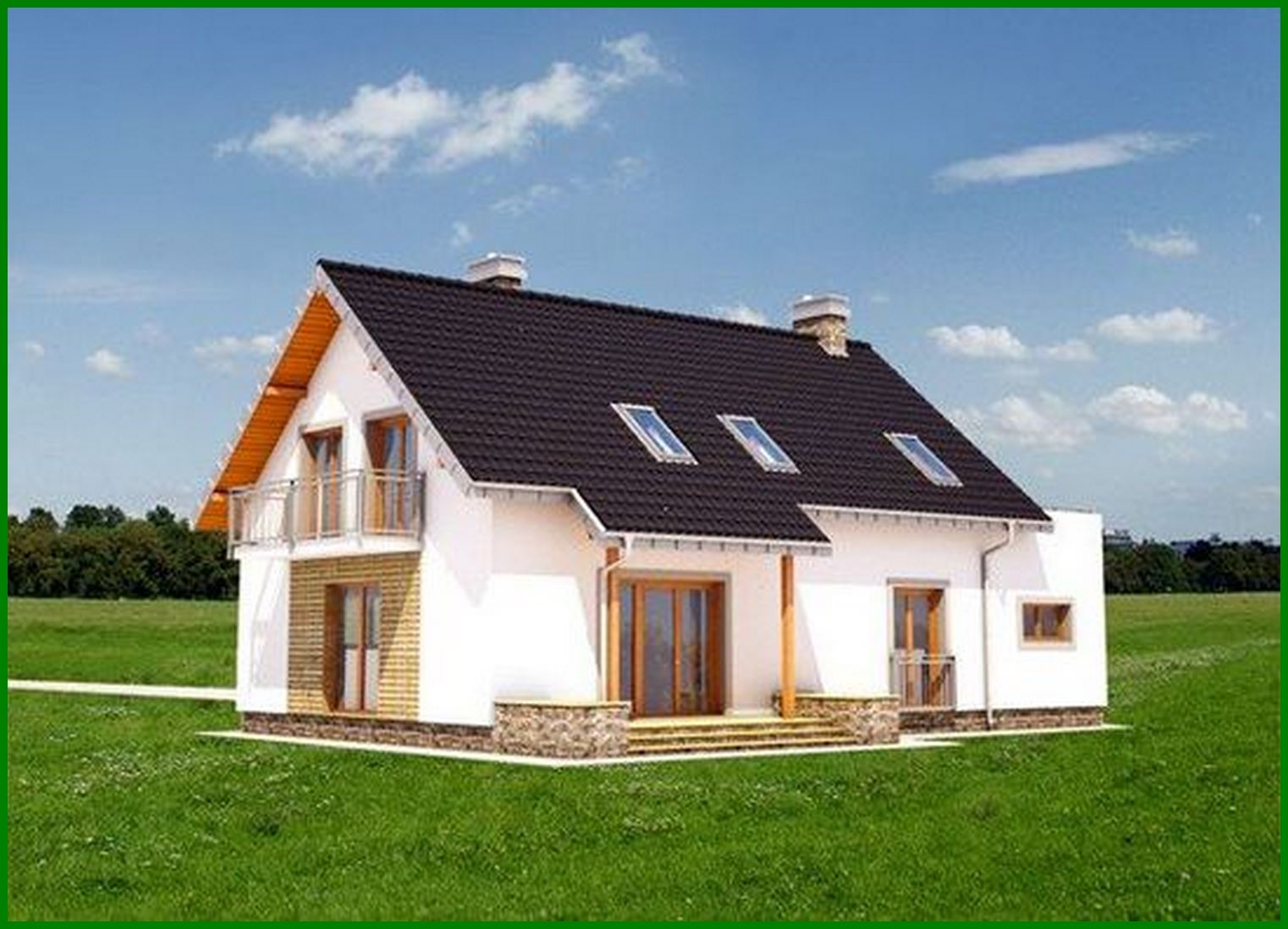 Visualization gallery - Attractive two-story house with spacious balconies