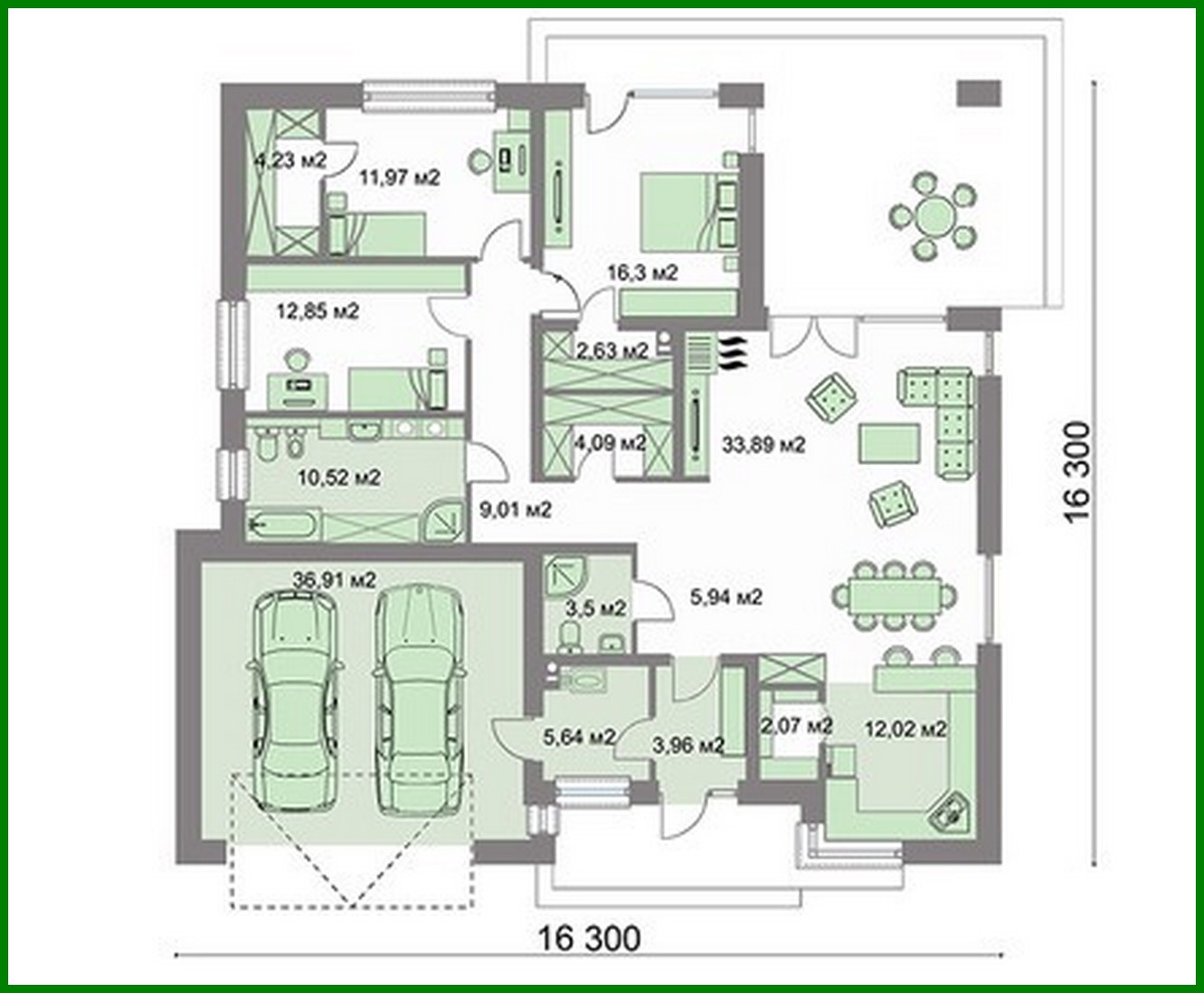 Visualization gallery - One-story house with comfortable bedrooms