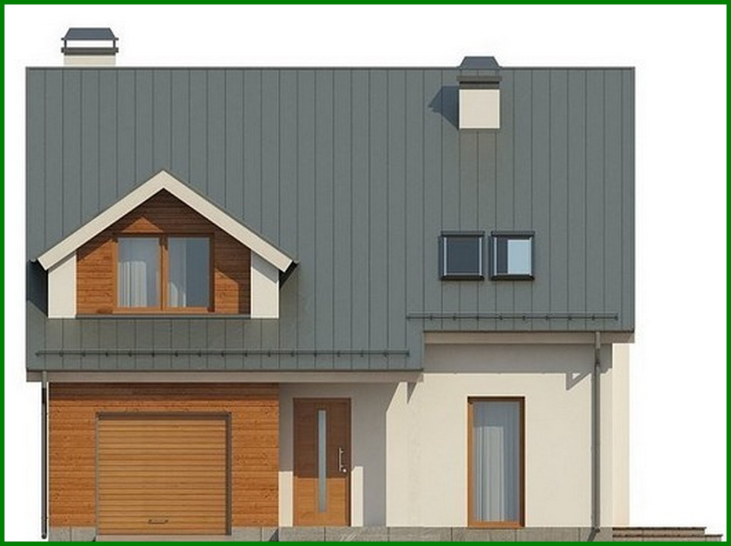 Visualization gallery - The project of a bright stylish classic house with an attic and a garage for a car