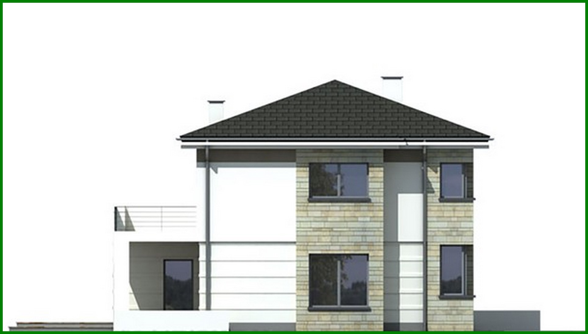 Visualization gallery - Two-story residential building with a semicircular veranda