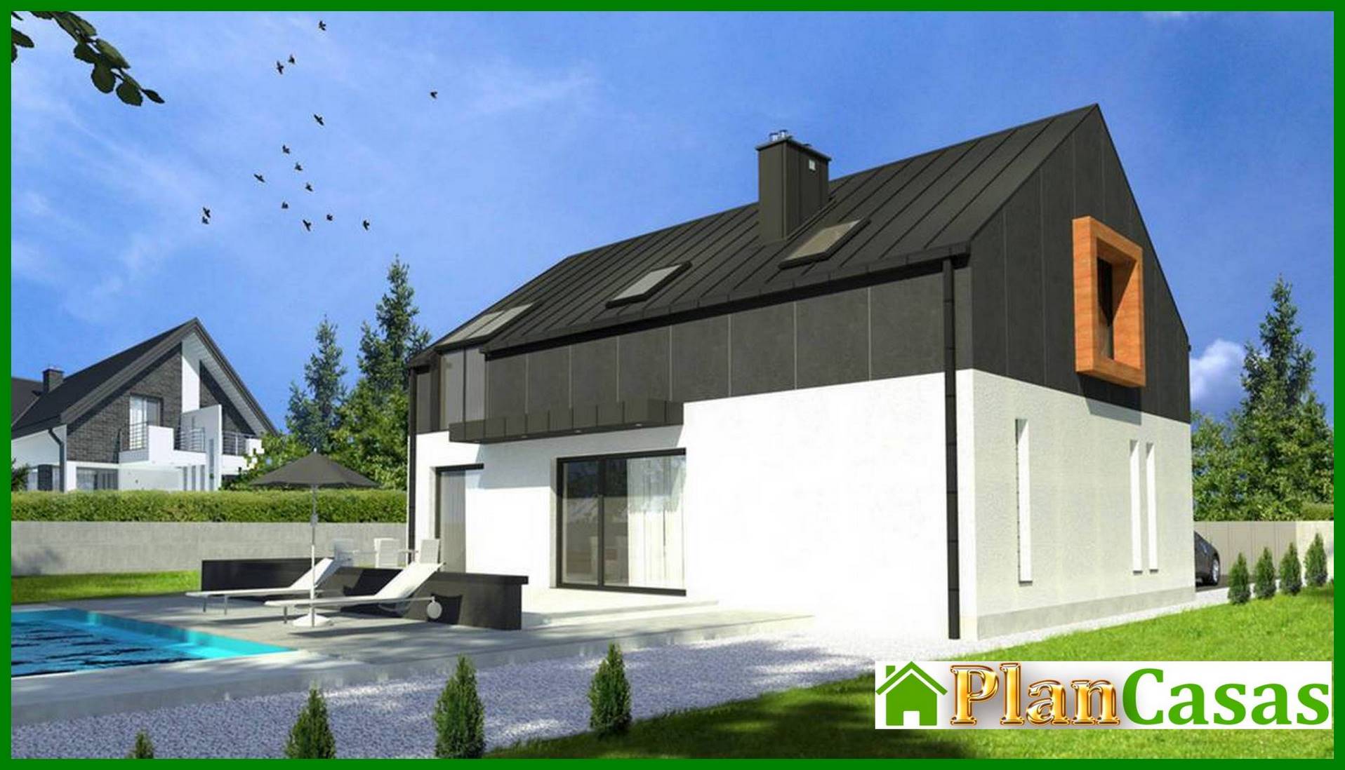 Stylish country house with a spacious living room house plan