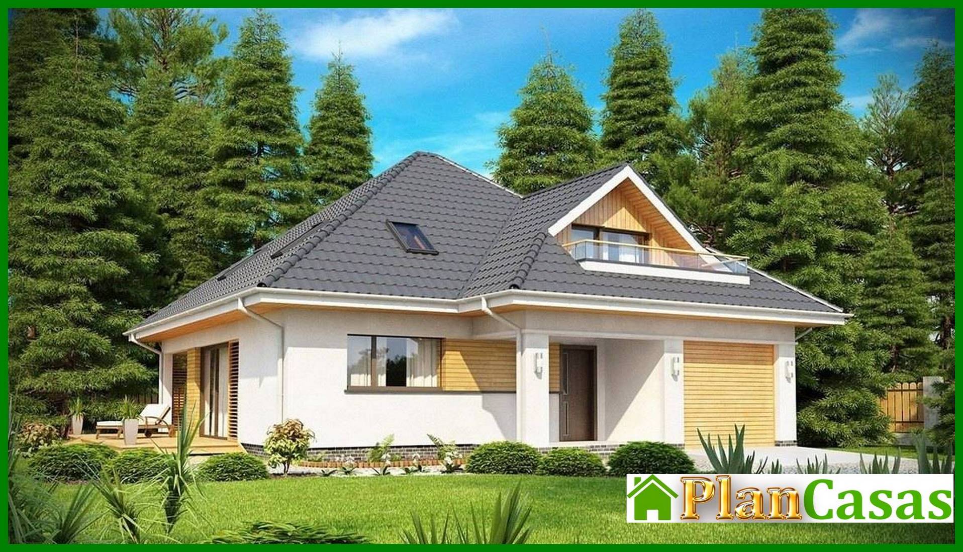 Cottage project with side terrace house plan
