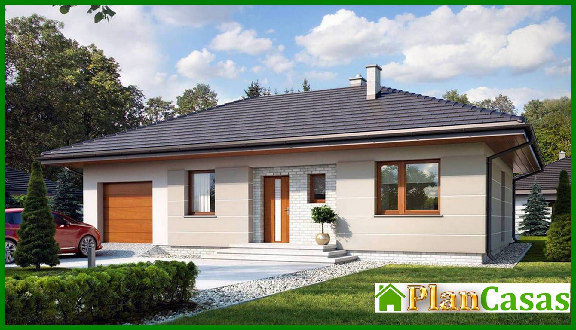 Visualization gallery - The project of a residential building in noble shades per 100 square meters. m with garage