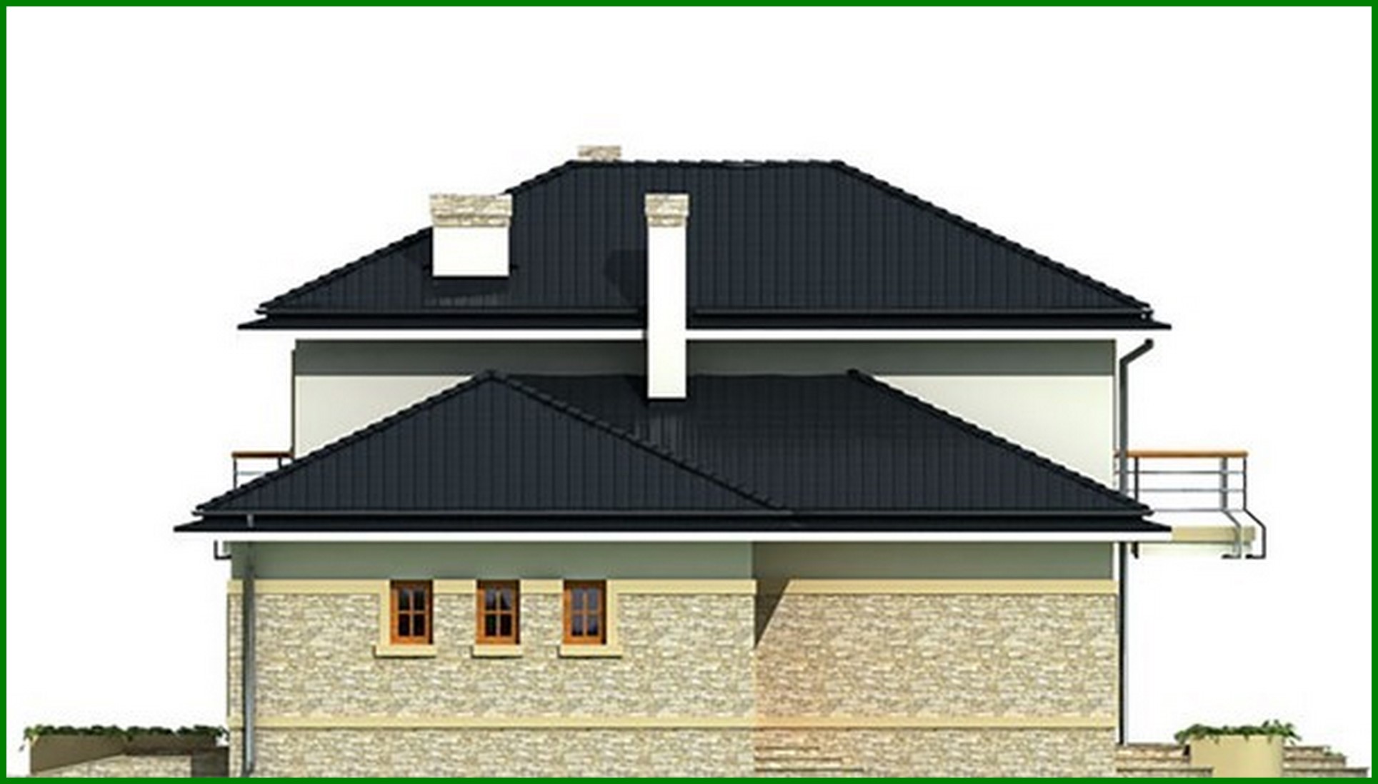 Visualization gallery - Project of the original two-story residential building with semicircular balconies and terraces