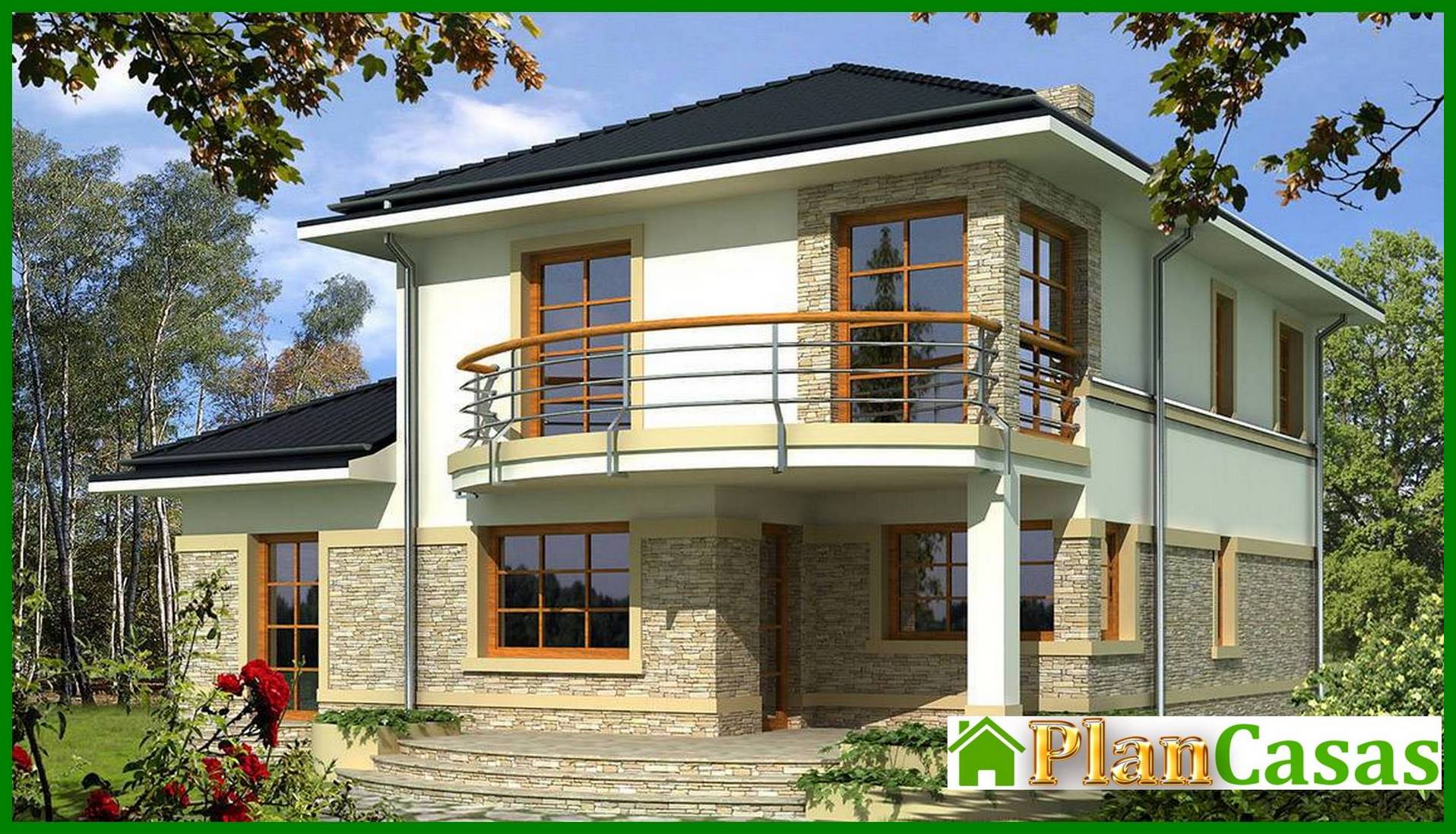 Visualization gallery - Project of the original two-story residential building with semicircular balconies and terraces