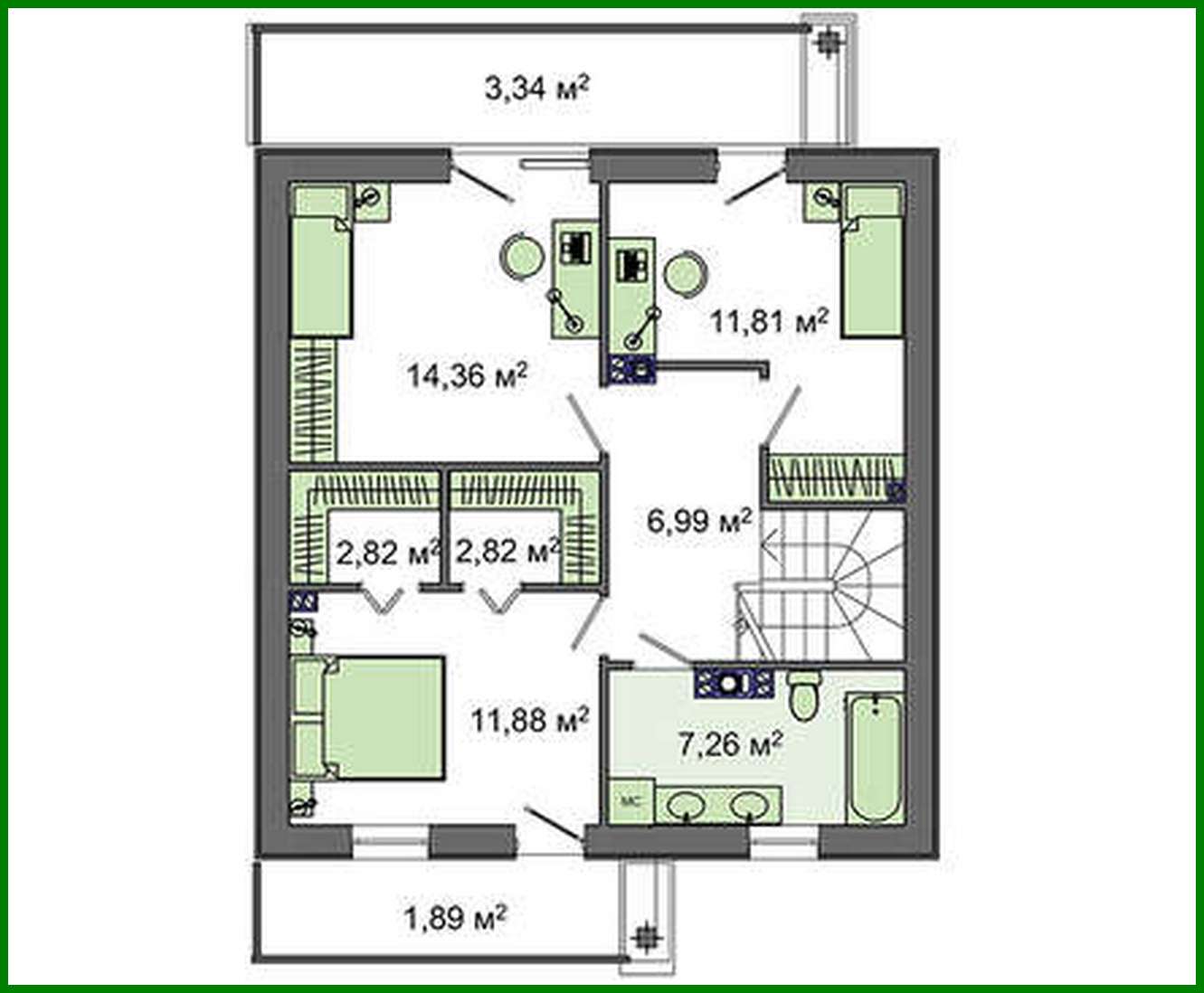 Visualization gallery - Compact two-story house 8 x 11