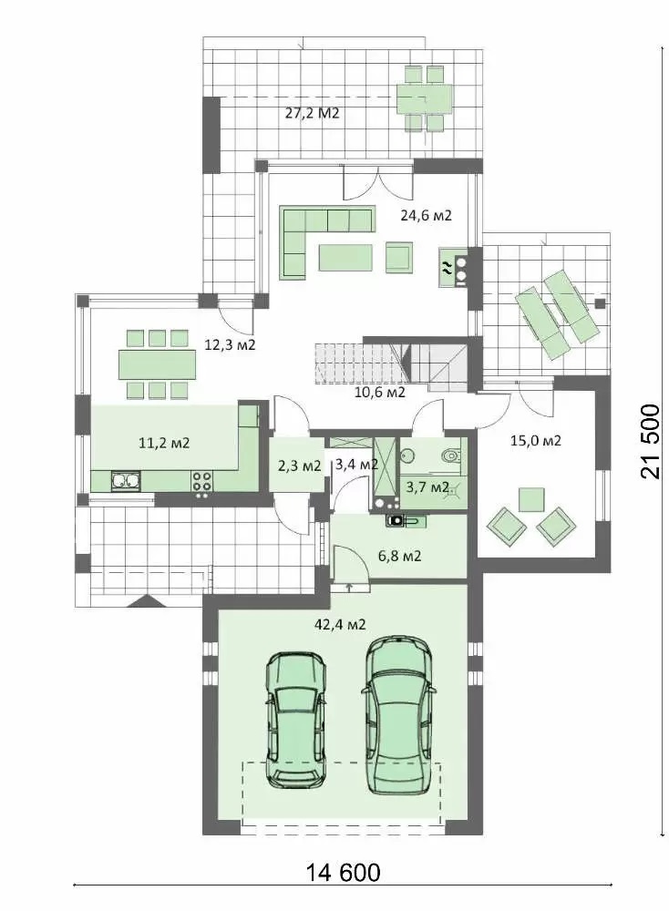 Visualization gallery - Two-story house with a comfortable sitting area