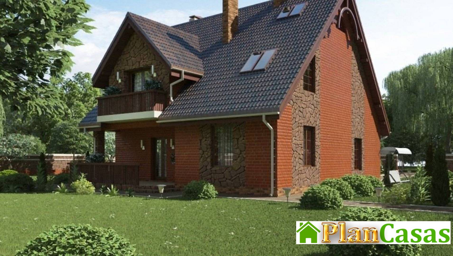 Visualization gallery - Original project of a beautiful cottage with a brick facade