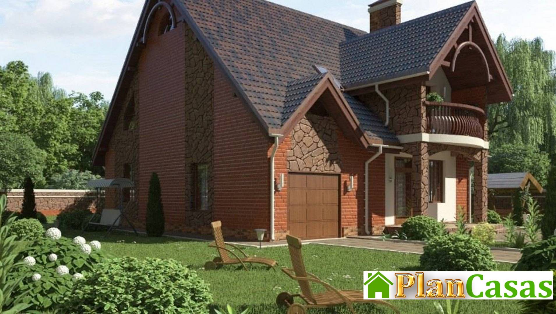 Visualization gallery - Original project of a beautiful cottage with a brick facade