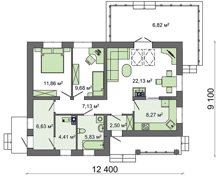 Visualization gallery - The project of a European cottage with shutters