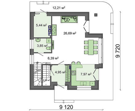 Visualization gallery - The project of a two-story house with panoramic glazing