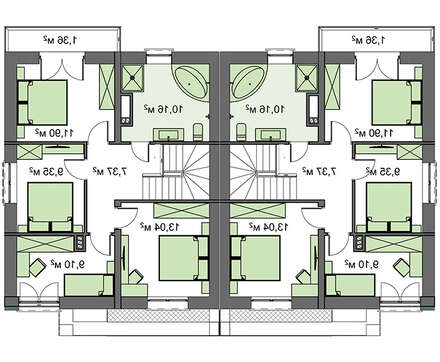 Visualization gallery - Residential home for two families with beautiful balconies