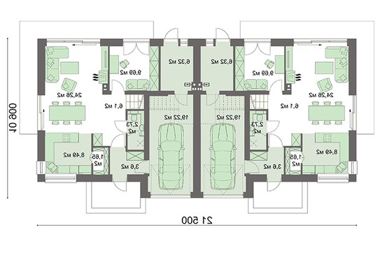 Visualization gallery - The project of a two-story townhouse
