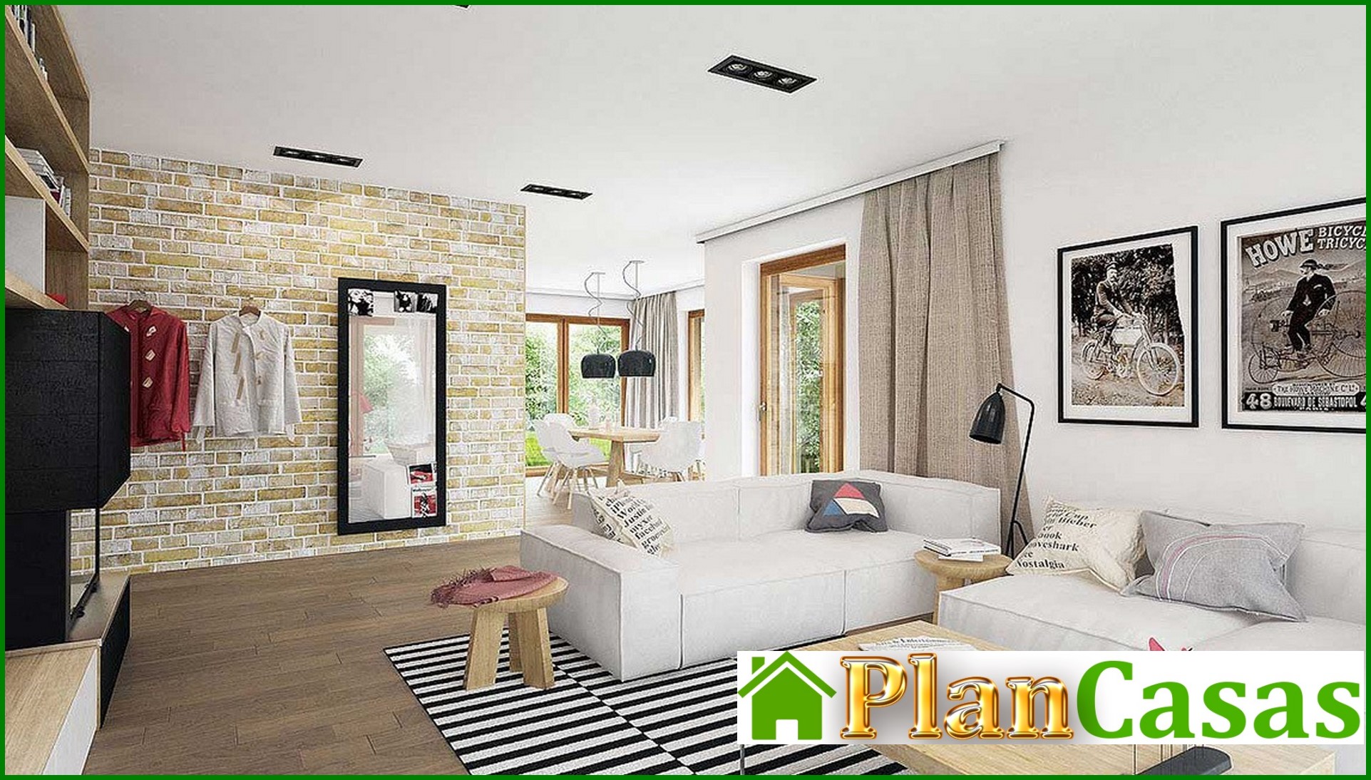 Visualization gallery - One-story house with huge windows in the living room