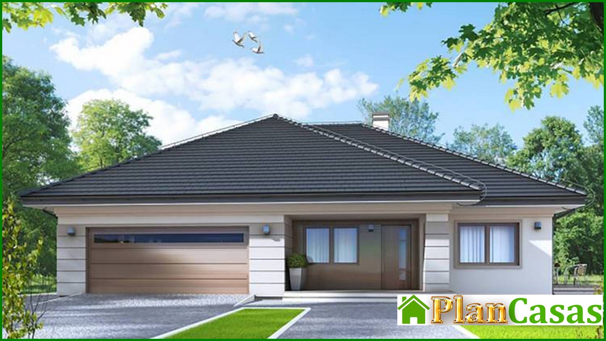 Visualization gallery - One-storey house with an open spacious terrace