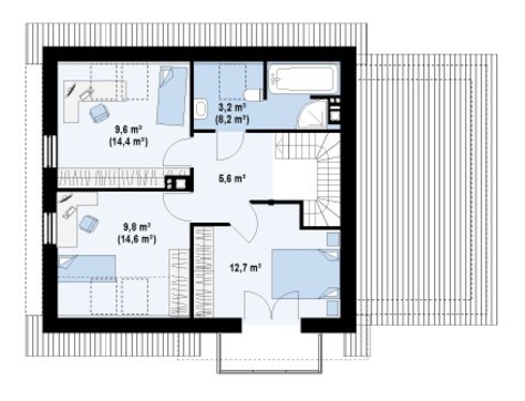 Visualization gallery - House project with a garage, a beautiful attic and a side terrace