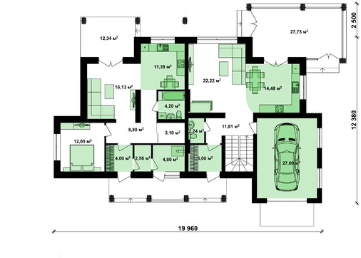 Visualization gallery - A project of a comfortable country cottage with a garage for two families