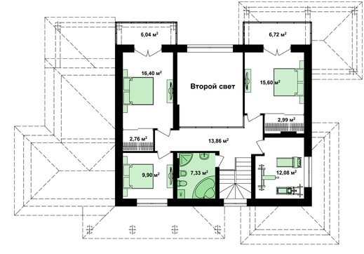 Visualization gallery - A project of a comfortable country cottage with a garage for two families