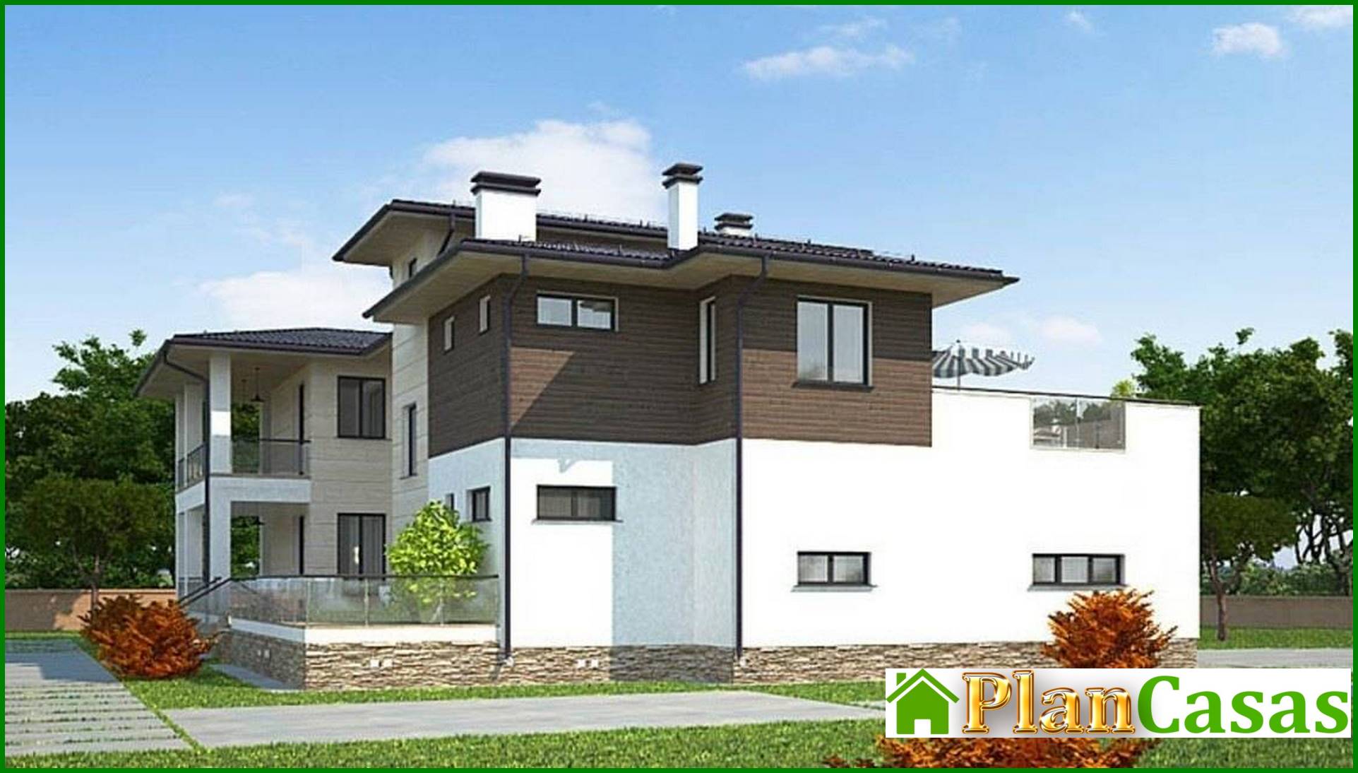 Architectural project of a two-story modern holiday home house plan