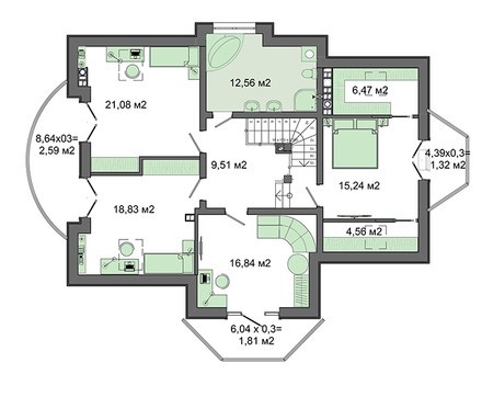 Visualization gallery - Architectural project of a country house with a living room with a bay window