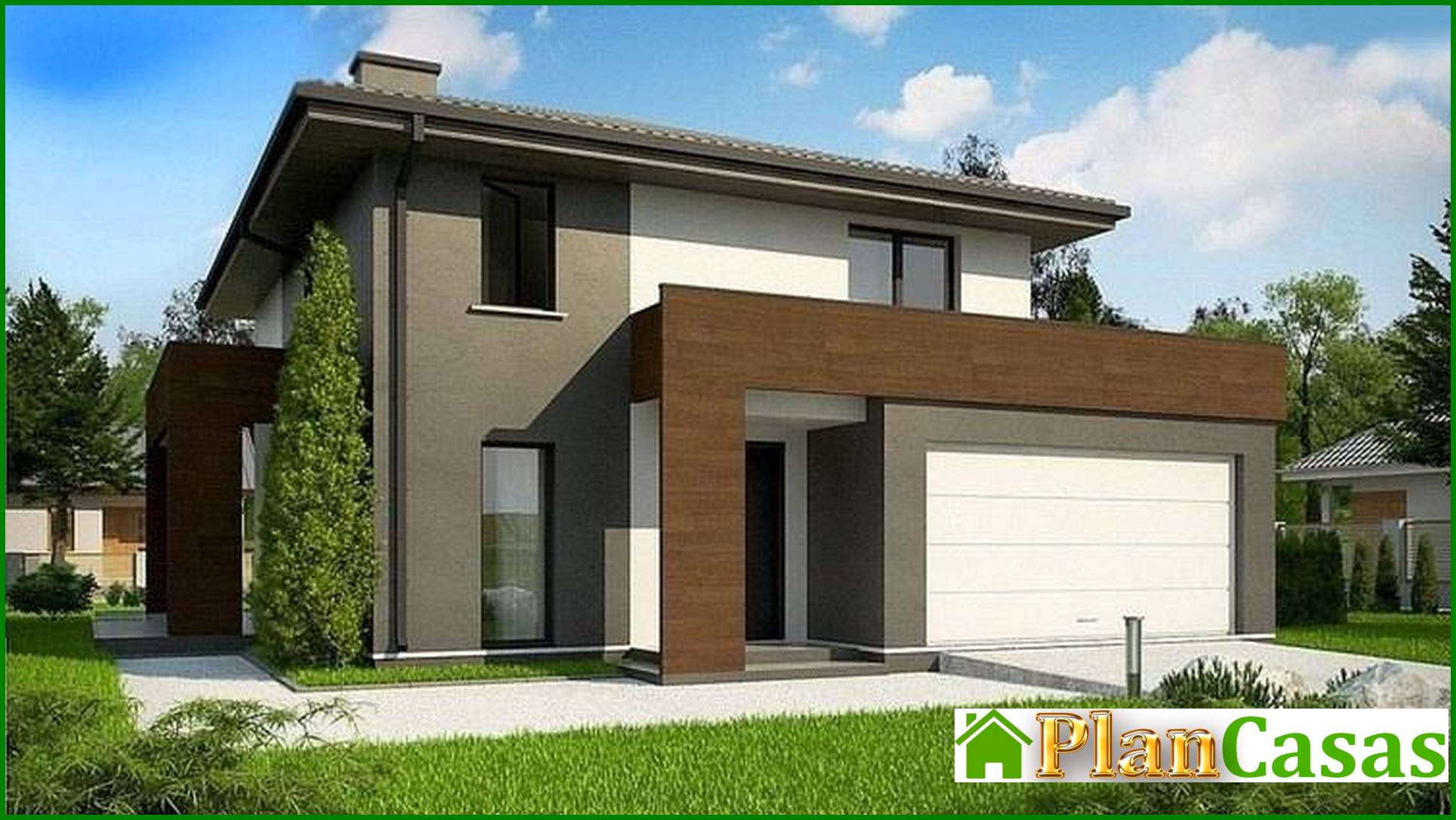 Visualization gallery - Two-storey cottage with large panoramic windows and a spacious terrace