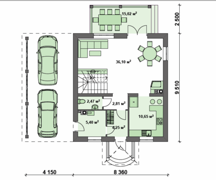 Visualization gallery - Compact house 8 * 9 of the European style