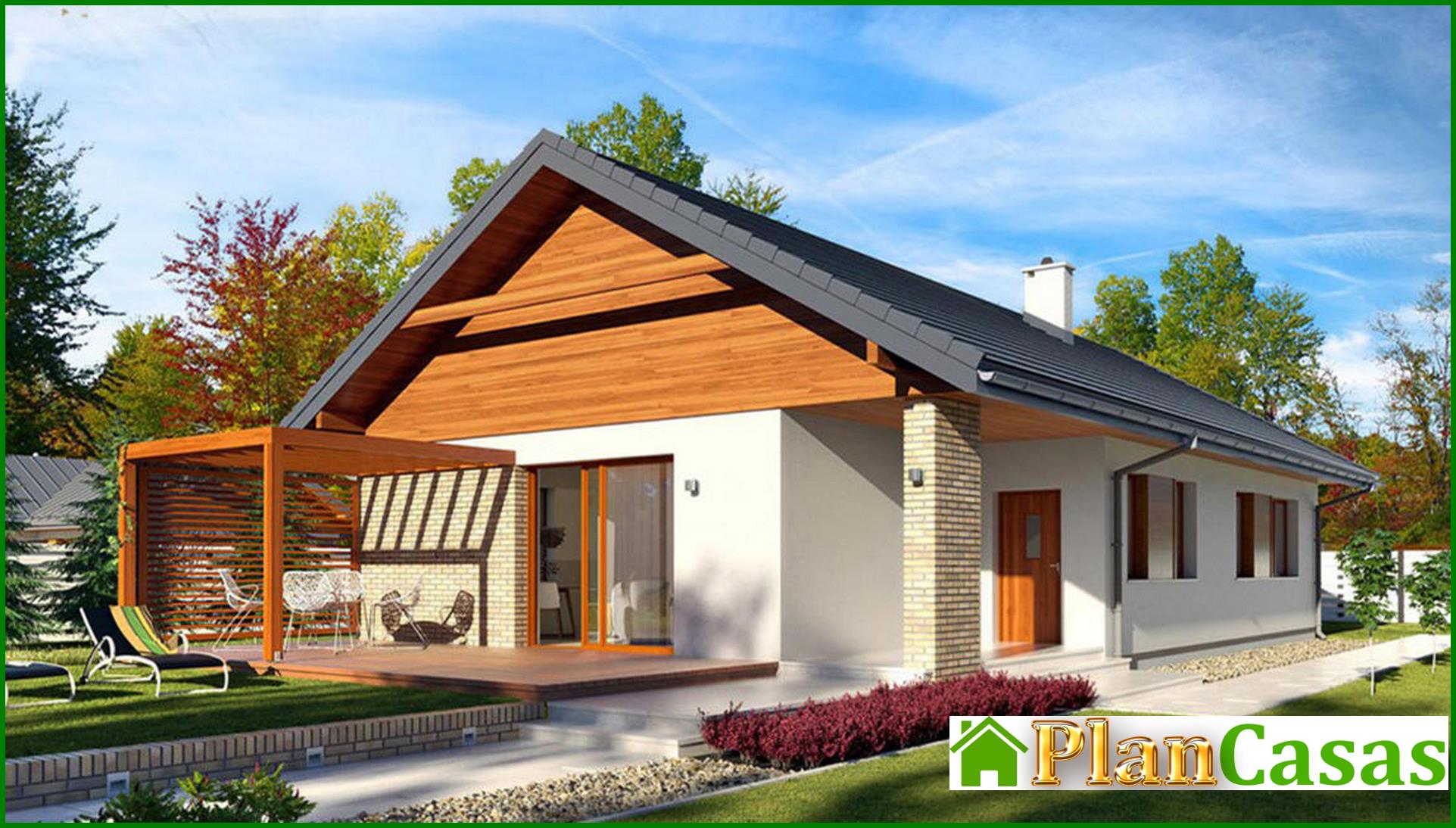 Visualization gallery - Design of a one-storey 3-bedroom cottage for a narrow plot