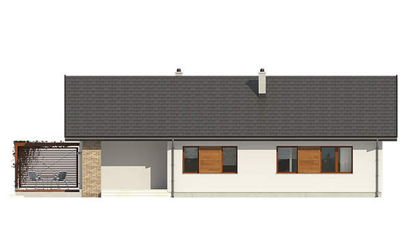 Visualization gallery - Design of a one-storey 3-bedroom cottage for a narrow plot