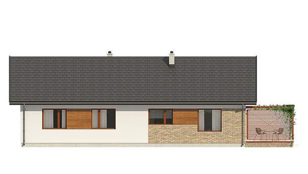 Visualization gallery - Design of a one-storey 3-bedroom cottage for a narrow plot