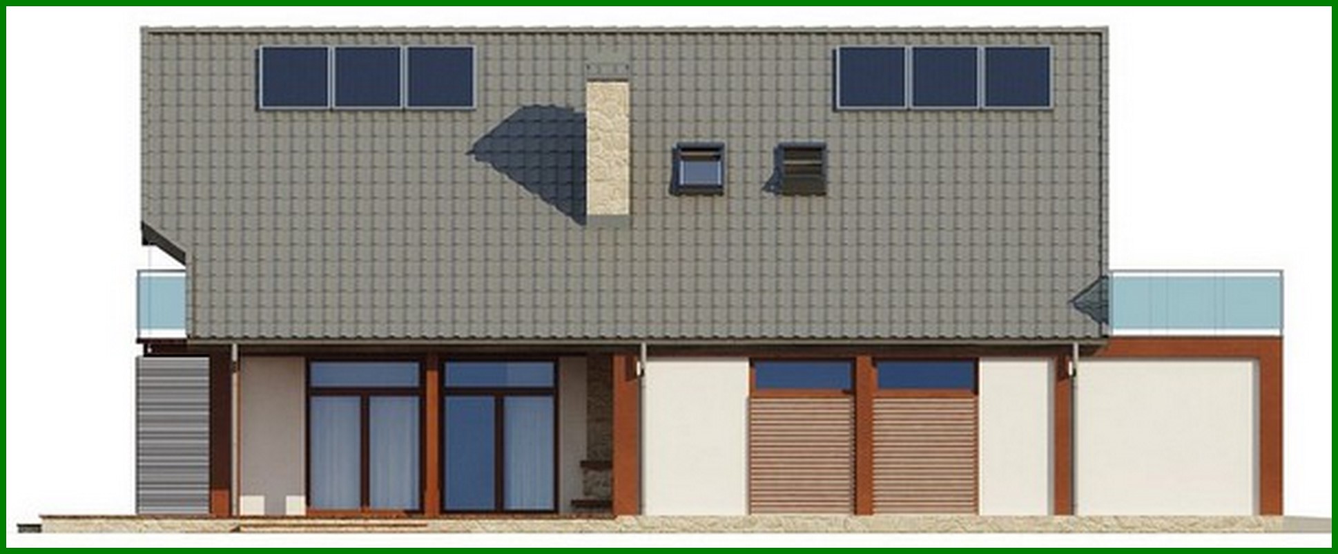 Visualization gallery - The project of a spacious cottage with a terrace above the garage