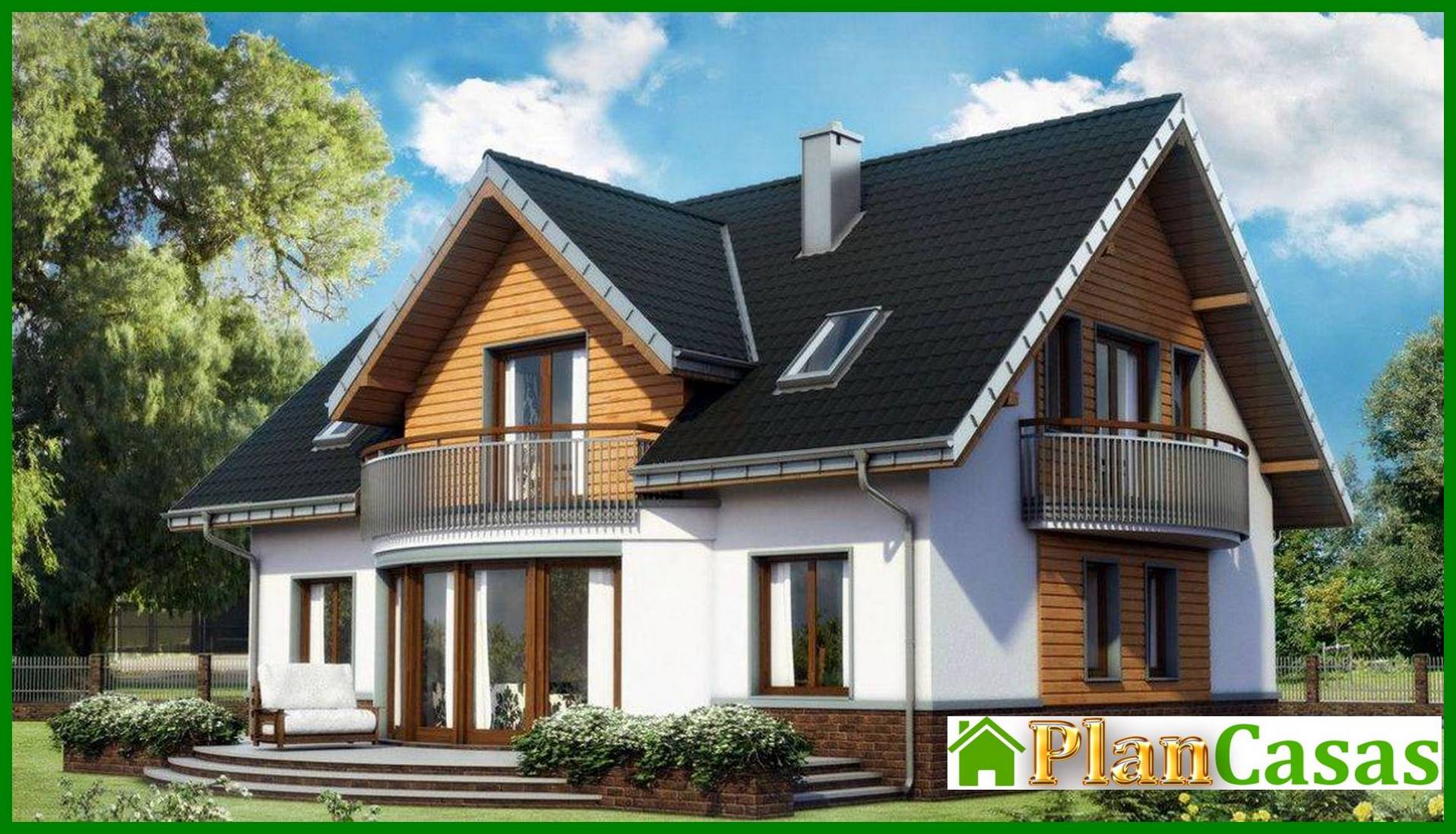 Visualization gallery - Architectural project of a beautiful country cottage with semicircular bay windows