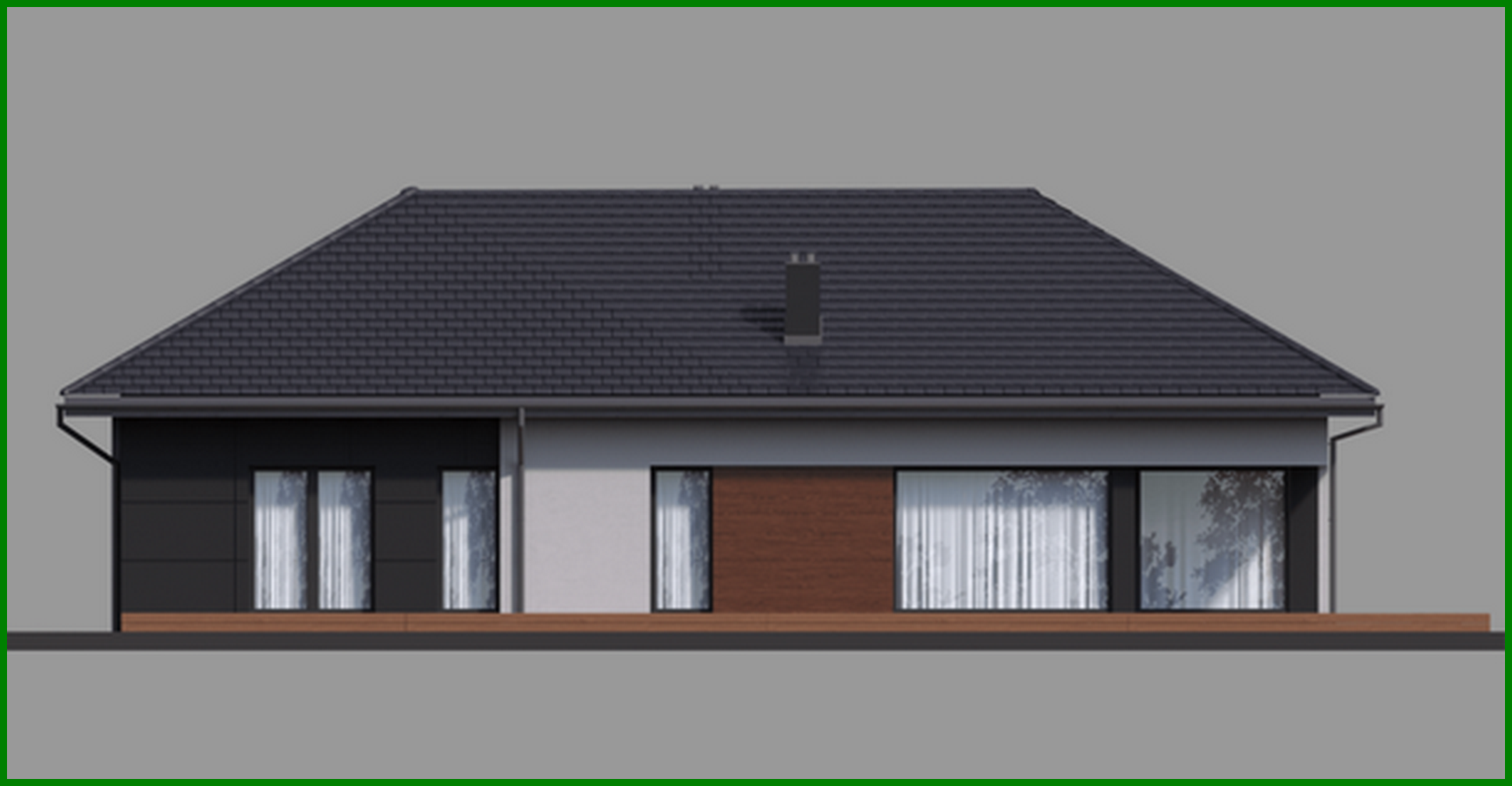 Visualization gallery - Modern one-story mansion with a garage for two cars