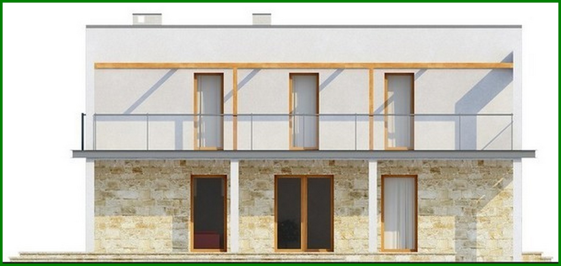Visualization gallery - Project of a two-storey modern cottage with a terrace and a garage