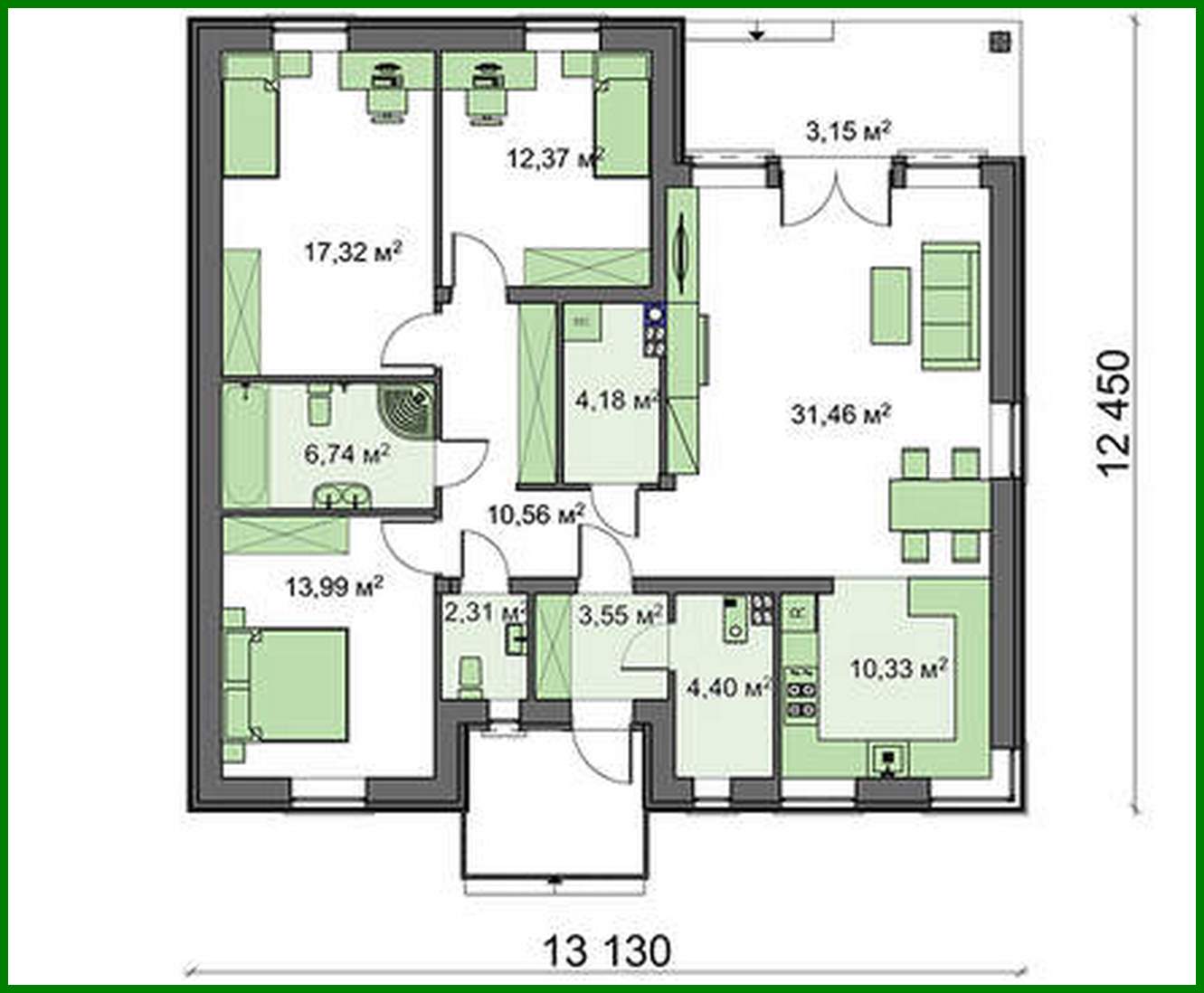Visualization gallery - House project with a corner window in the kitchen