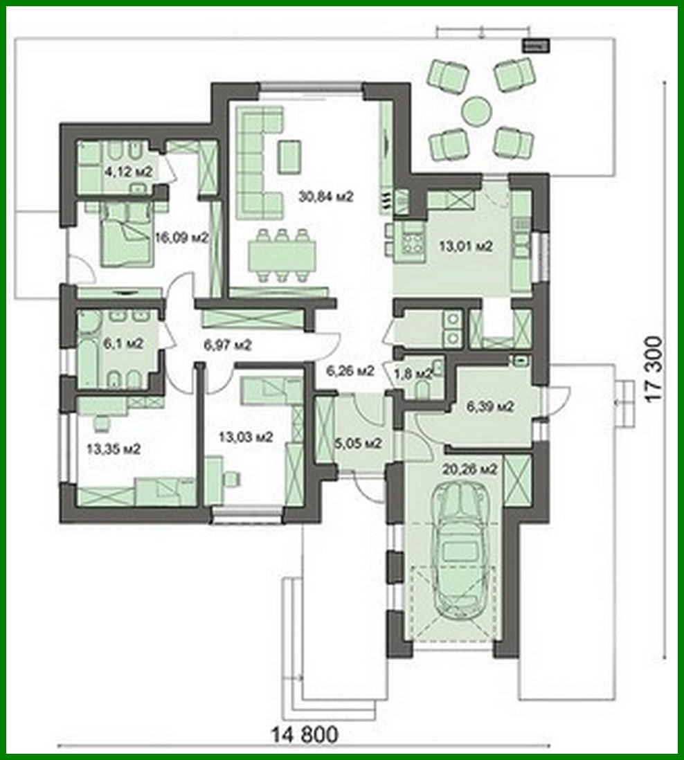 Visualization gallery - One-story apartment building with a spacious living room