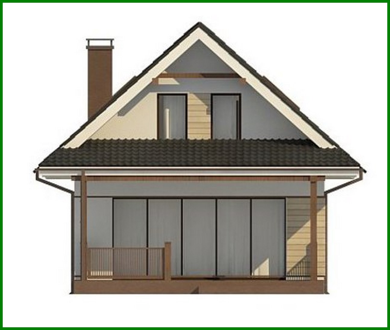 Visualization gallery - Compact cottage with an attic 80 m²