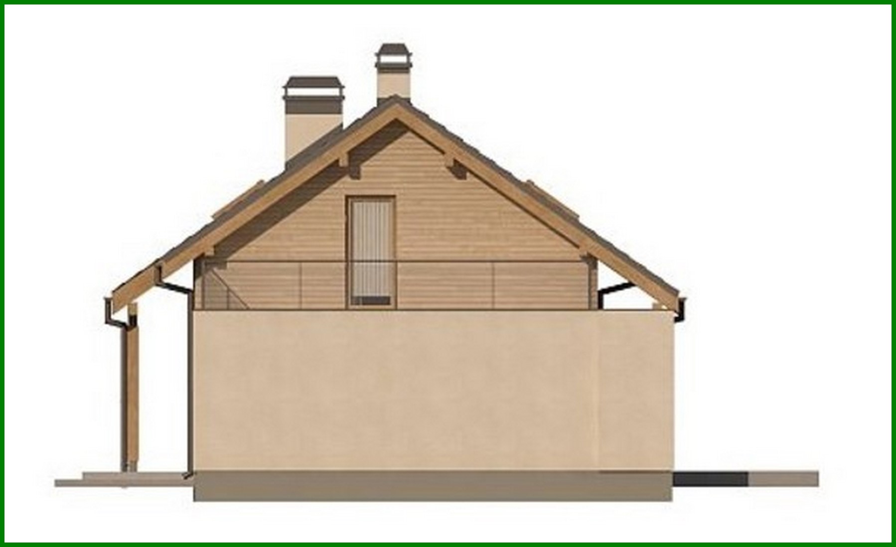 Visualization gallery - Project of a cottage with an attic with a garage for one car