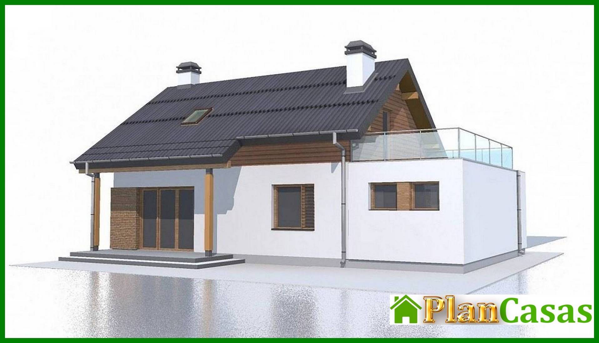 Visualization gallery - Project of a cottage with an attic with a garage for one car