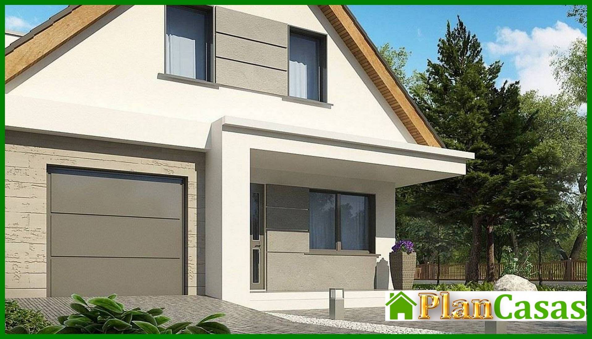 Visualization gallery - Modern project of a house with an attic for a narrow plot