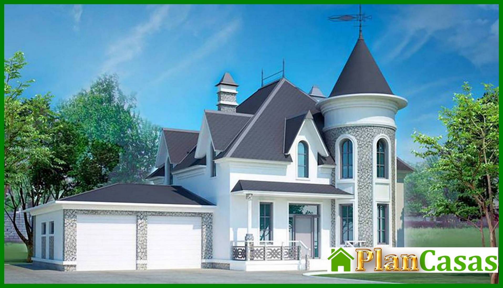 Visualization gallery - Project of a small castle with a garage for 2 cars