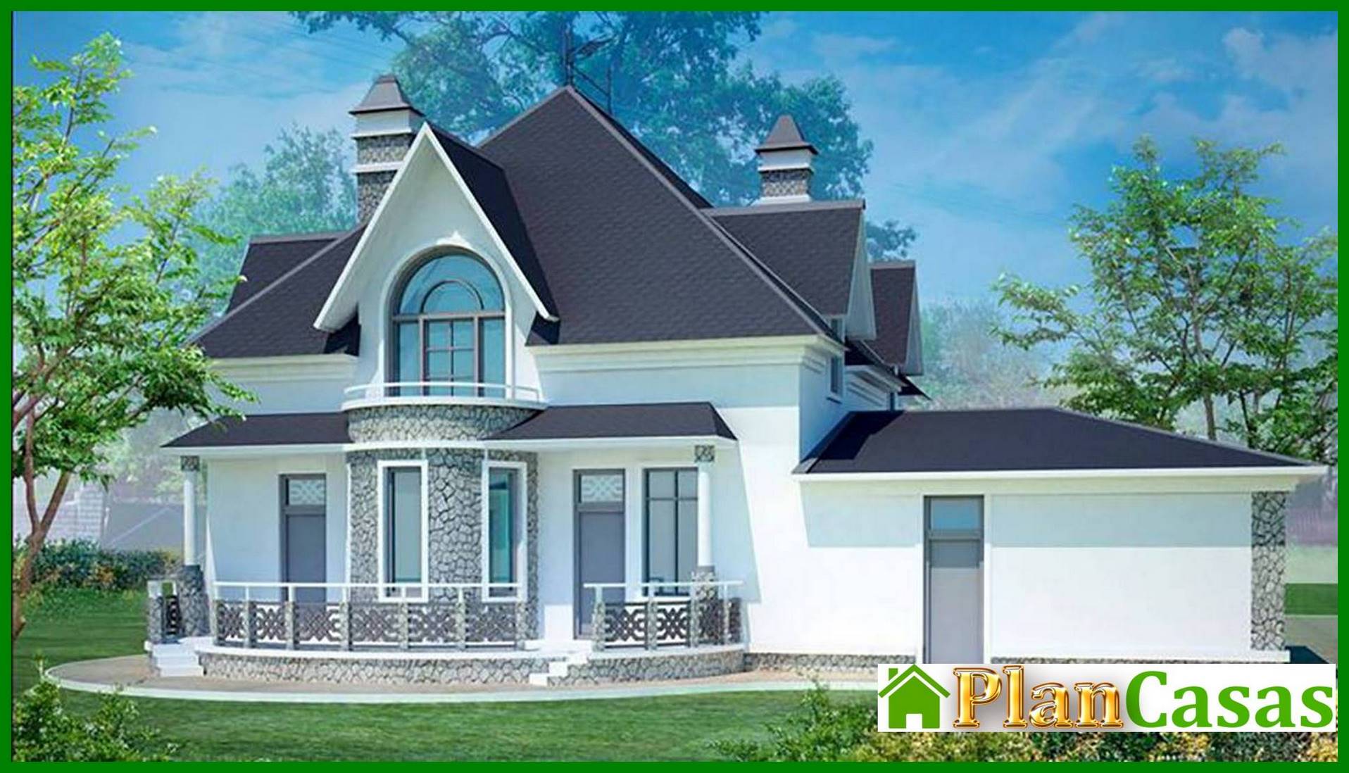 Visualization gallery - Project of a small castle with a garage for 2 cars